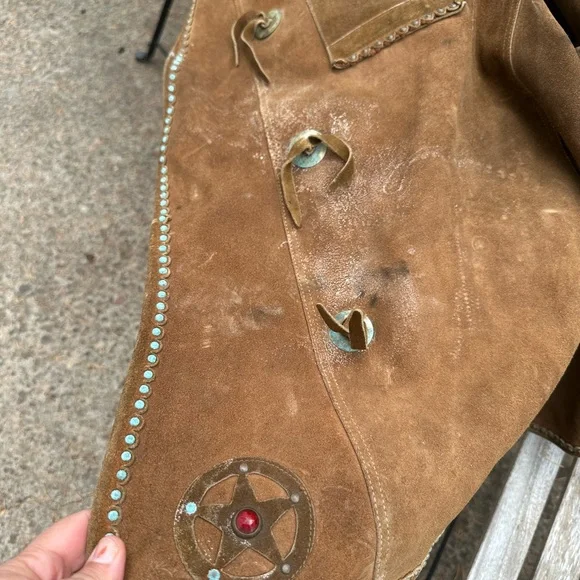 Vintage 70s Leather Chaps with Studded Details - Picture 3 of 4